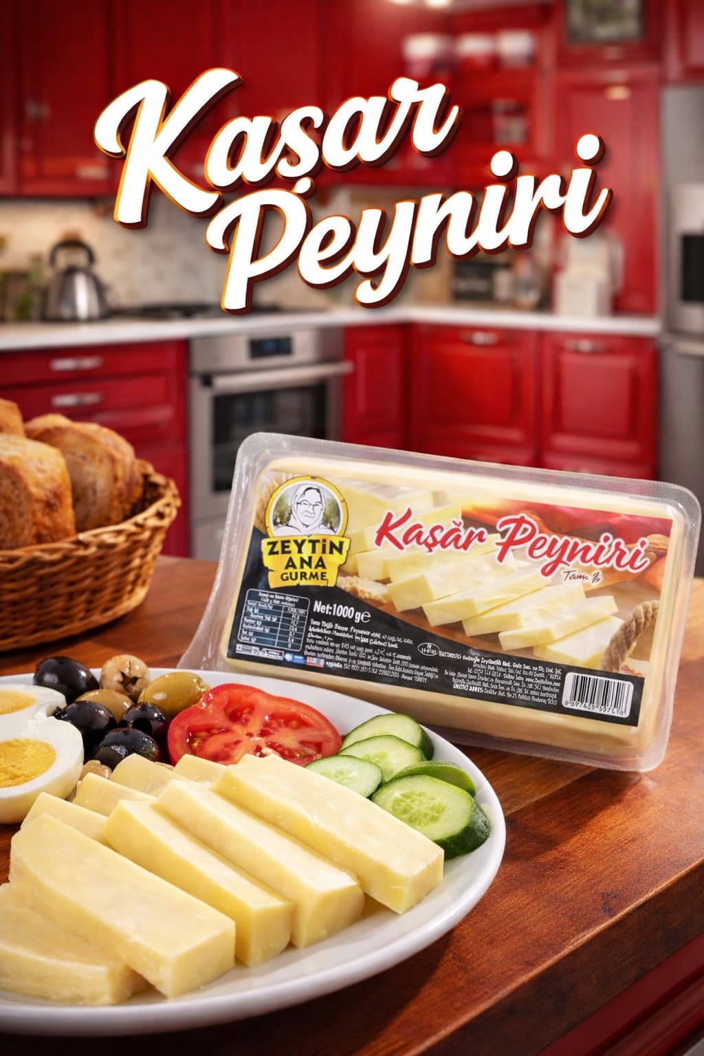 ZeytinAna Tam Yağlı Kaşar Peyniri 1000 Gr