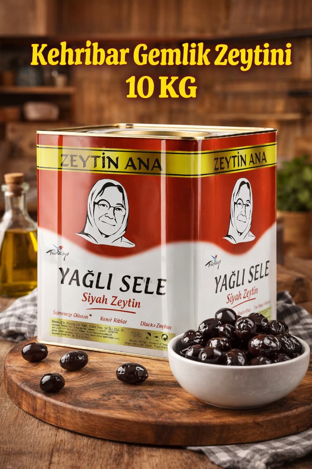 ZeytinAna 10 KG Teneke Kehribar XS Zeytini Siyah Zeytin