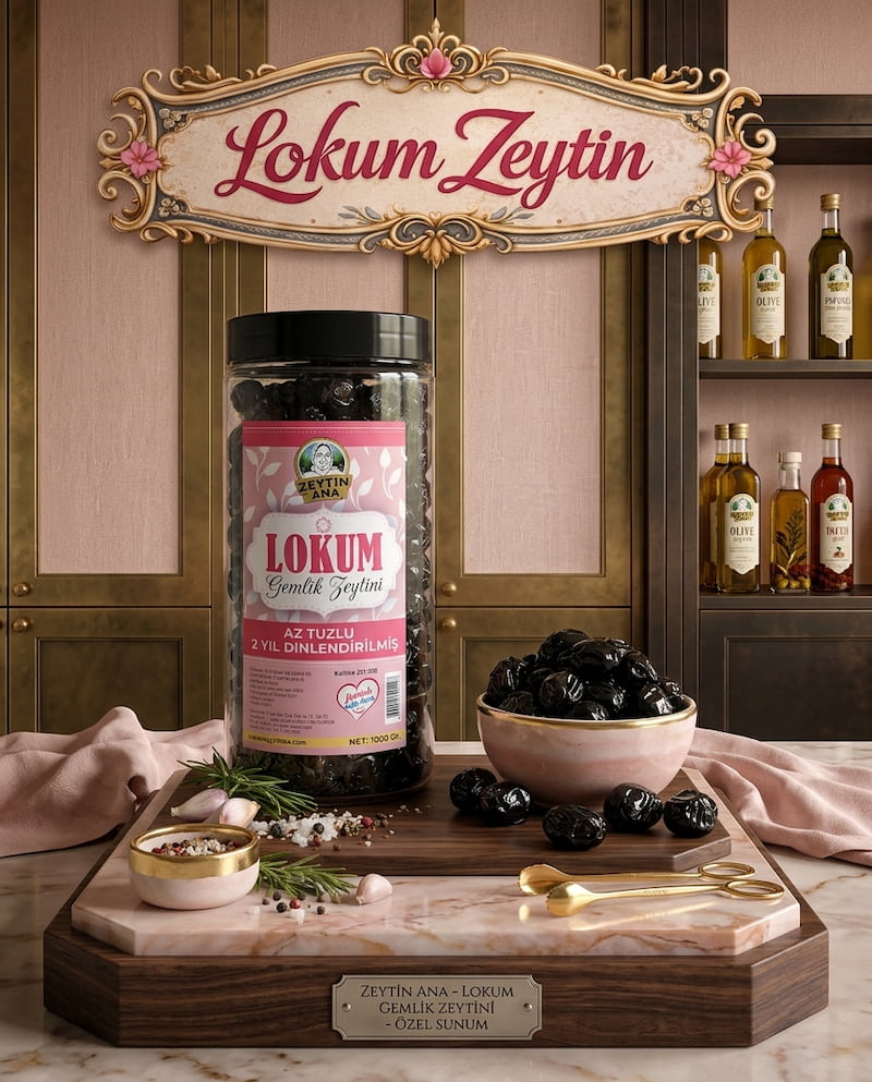 Siyah Zeytin (Lokum Gibi Yumuşak, Az Tuzlu, Dinlendirilmiş, Kostik İçermez) 1000 GR