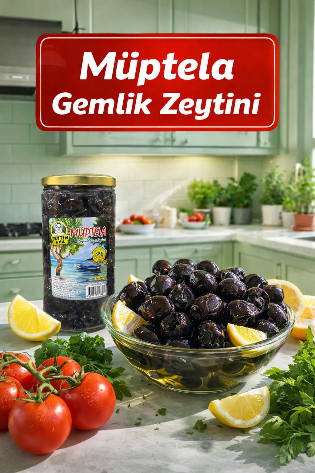 ZeytinAna Müptela Gemlik Zeytini (L) - 1 KG Siyah Zeytin