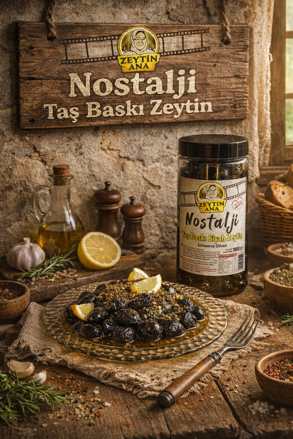 Nostalji Taş Baskı Siyah Zeytin 1 KG