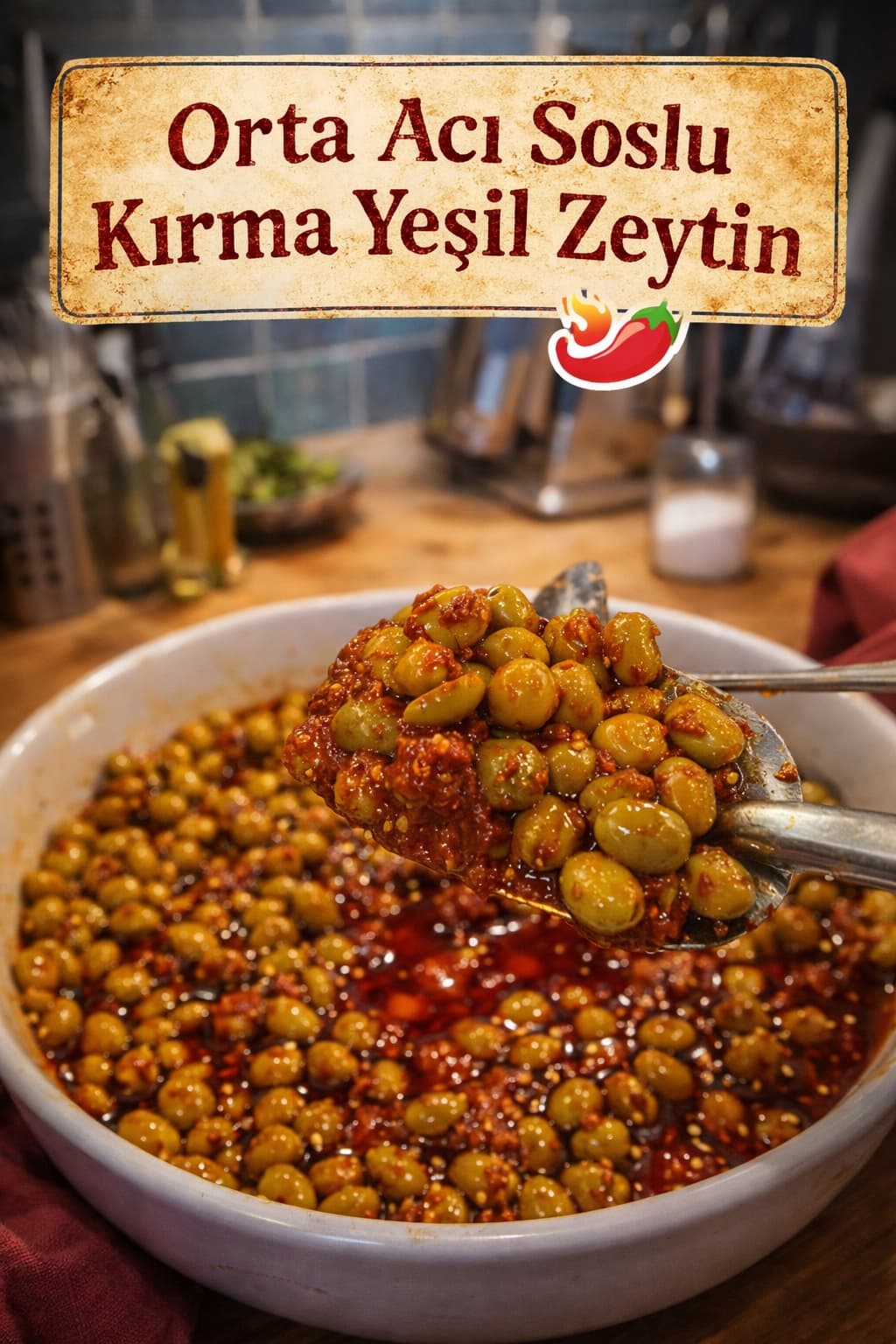 ZeytinAna Acı Soslu Kırma Yeşil Zeytin 900gr