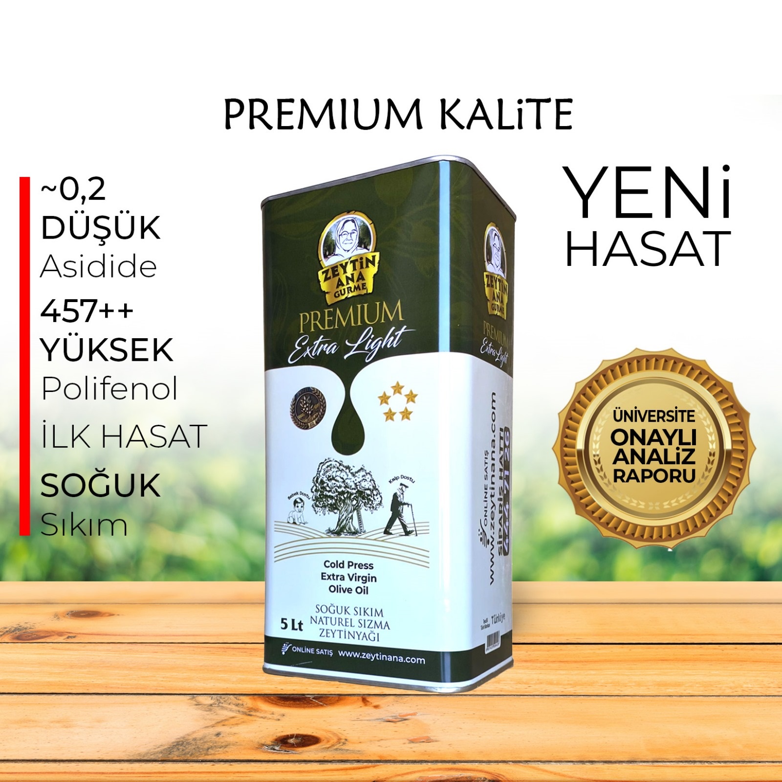 Premium Extra Light Naturel Sızma Zeytinyağı 5 Lt