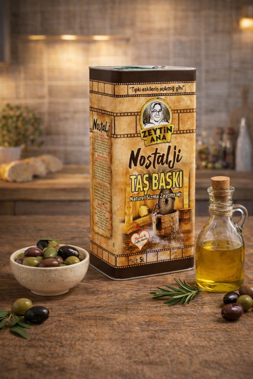 ZeytinAna Taş Baskı Zeytinyağı 5 Lt